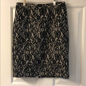 Black lace pencil skirt